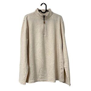 Mizzen Main Beige Cotton 1/4 Zip Pullover Sweater Preppy Mens Size Large
